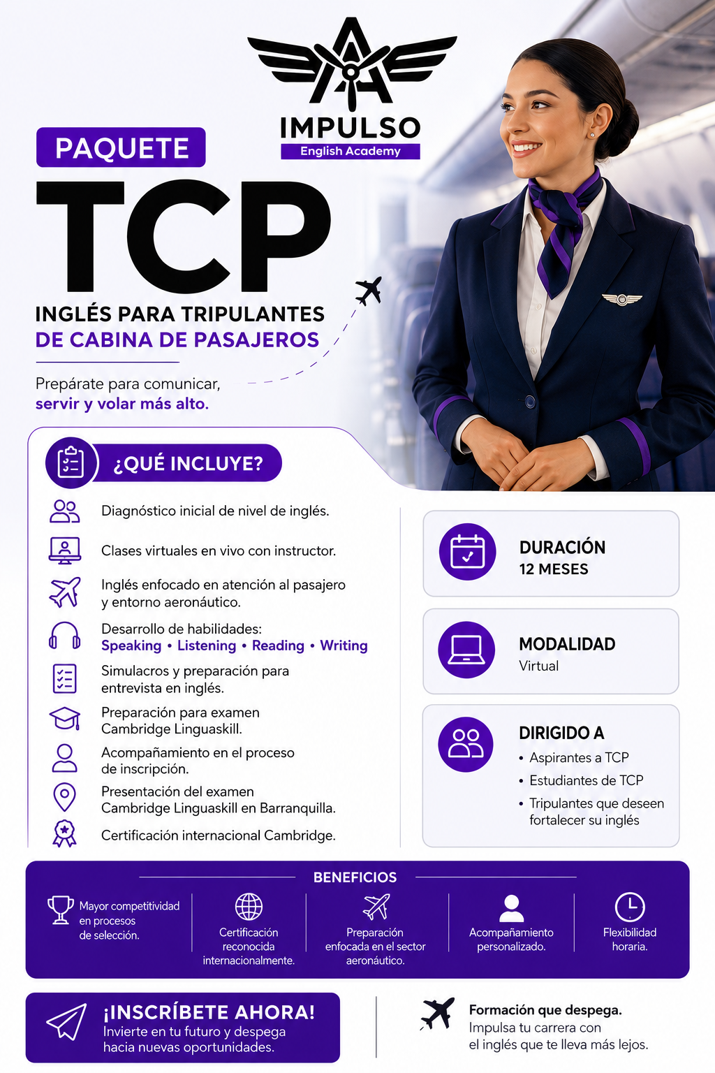 PAQUETE CURSO DE INGLES TCP (Tripulante de Cabina de Pasajeros)